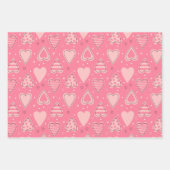 ハートとラブラッピング紙セット3 ラッピングペーパーシート (正面)