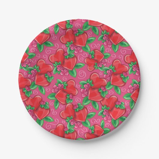 ハートとラブ紙プレート ペーパープレート (正面)