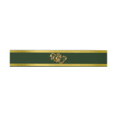 ハートとリボン – エメラルド/金ゴールド 招待状ベリーバンド (フラット)