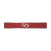 ハートとリボン – クリムゾン/シルバー 招待状ベリーバンド (フラット)