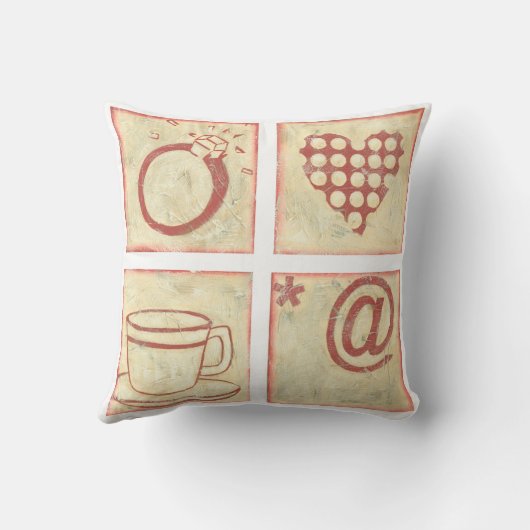 ハートとリングや輪ウッドブロックスケッチ クッション (裏面)