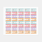 ハートとレインボーカラーの衣服名ラベル ラベル (シート)