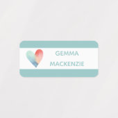 ハートとレインボーカラーの衣服名ラベル ラベル (デザイン1)