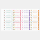 ハートとレインボーカラーコード化された女の子の防水名 ラベル (シート)