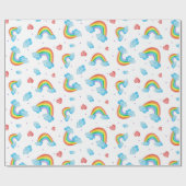 ハートとレインボーラッピング紙の小規模なスケール ラッピングペーパー (フラット)
