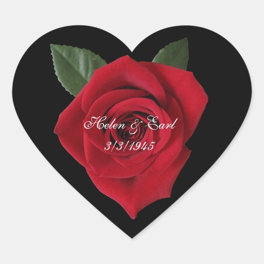 ハートとローズのステッカー ラベル 住所 製品 (正面)