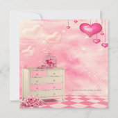 ハートとローズのピンクとグリーンのベイビーシャワー 招待状 (裏面)