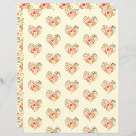 ハートとローズブークススクラップブック紙 (正面/裏面)