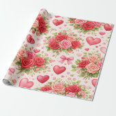 ハートとローズ ラッピングペーパー (アンロールド)