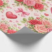 ハートとローズ ラッピングペーパー (角)
