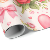 ハートとローズ ラッピングペーパー (ロールコーナー)