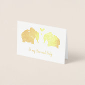 ハートと一緒にゴールドエレファントペア ハッピーアニバーサリー 箔カード (正面)