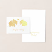 ハートと一緒にゴールドエレファントペア ハッピーアニバーサリー 箔カード (ディスプレー)