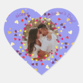 ハートと写真ハッピーバレンタインデー ハートシール (正面)
