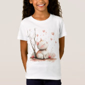 ハートと可愛い子猫の子供用バックトゥスクールグッズ Tシャツ (正面)