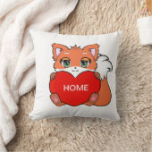 ハートと名前入りホームを持つかわいい赤ちゃんギツネ クッション (ブランケット)