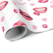 ハートと唇のラッピング紙 ラッピングペーパー (ロールコーナー)