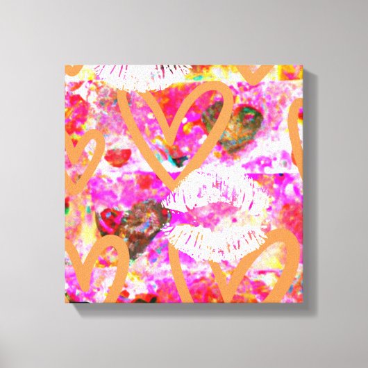 ハートと唇 キャンバスプリント (正面)