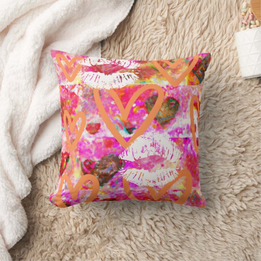 ハートと唇 クッション (ブランケット)