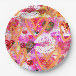 ハートと唇 ペーパープレート