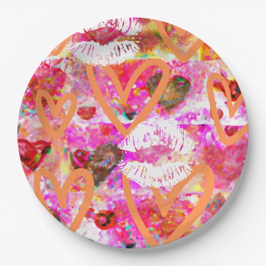 ハートと唇 ペーパープレート (正面)