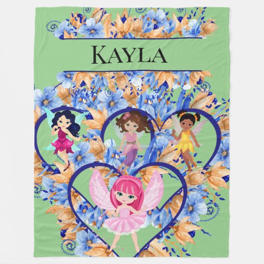 ハートと妖精フリースブランケット フリースブランケット (正面)