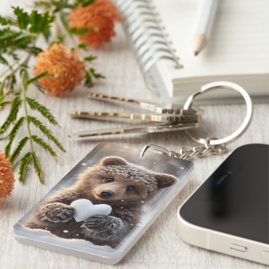 ハートと子熊 キーホルダー (正面右)