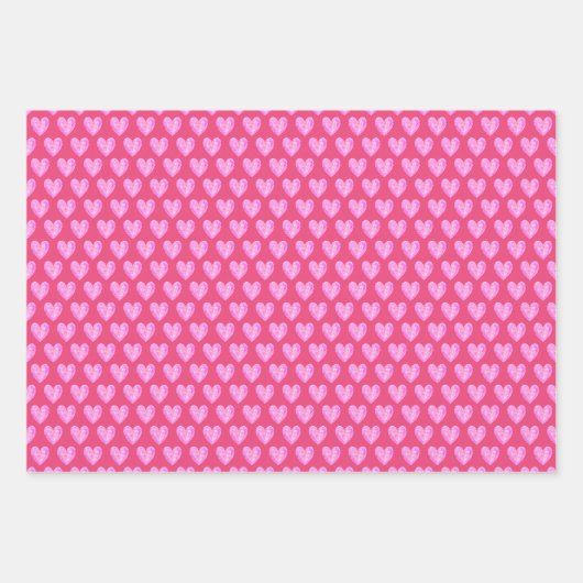 ハートと宝石(ブラック、ピンク、ホワイト) ラッピングペーパーシート (正面)
