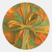 ハートと弓の赤い緑のギフトラップシール ラウンドシール (正面)