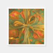 ハートと弓の赤と緑の現在のナプキン スタンダードカクテルナプキン (正面)