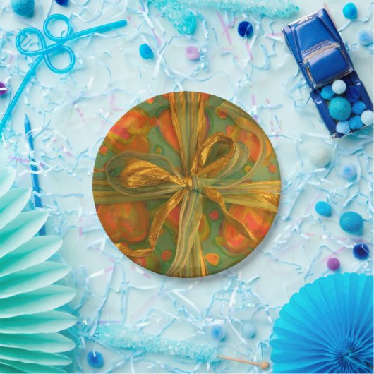 ハートと弓の赤と緑 ペーパープレート (パーティー)