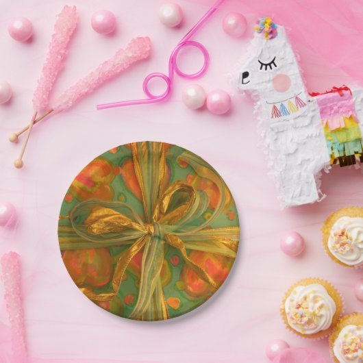 ハートと弓の赤と緑 ペーパープレート (パーティー)