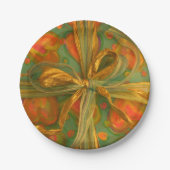 ハートと弓の赤と緑 ペーパープレート (正面)