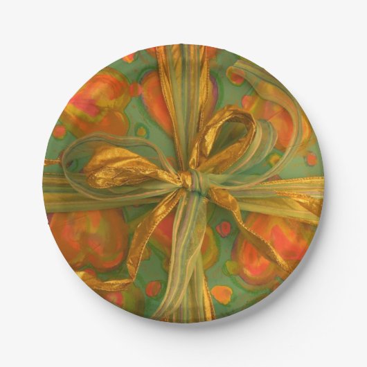 ハートと弓の赤と緑 ペーパープレート (正面)