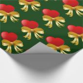 ハートと弓包み紙 ラッピングペーパー (角)