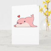 ハートと恋に落ちたイルカ カード (黄色い花)