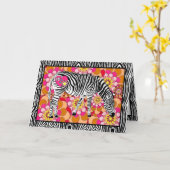 ハートと愛のサファリゼブラ バレンタインデー カード (黄色い花)