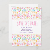 ハートと愛の楽しい水の色パターン インビテーションポストカード (正面/裏面)