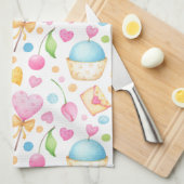 ハートと愛の楽しい水の色パターン キッチンタオル (四つ折り)