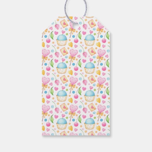 ハートと愛の楽しい水の色パターン ギフトタグ (裏面)