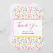 ハートと愛の楽しい水の色パターン サンキューカード (正面/裏面)