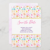 ハートと愛の楽しい水の色パターン セーブザデート (正面/裏面)