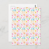 ハートと愛の楽しい水の色パターン ポストカード (正面/裏面)