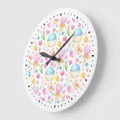 ハートと愛の楽しい水の色パターン ラージ壁時計 (傾斜)