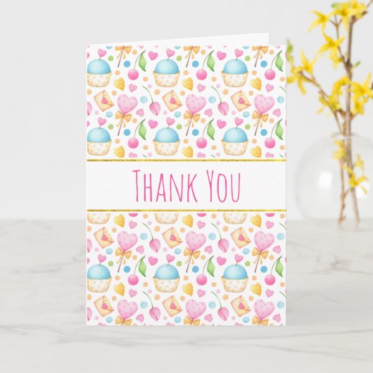 ハートと愛の水の色のパターンありがとう カード (黄色い花)