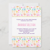 ハートと愛の水の色のパターン赤ちゃんシャワー 招待状 (正面)