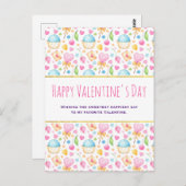 ハートと愛の水の色パターンバレンタインデー ポストカード (正面/裏面)