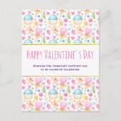 ハートと愛の水の色パターンバレンタインデー ポストカード (正面)