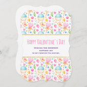 ハートと愛の水の色パターンバレンタイン シーズンカード (正面/裏面)