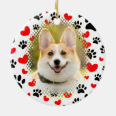 ハートと手は犬のフレームをプリント セラミックオーナメント (裏面)